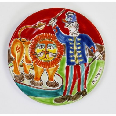 Circular Plate lion tamer de simone pottery DS 18 cm PT18DS-07 Circular Plate lion tamer de simone pottery DS 18 cm PT18DS-07